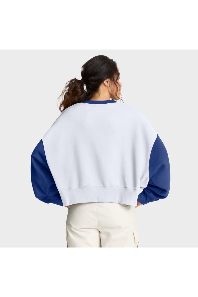 Women's Nike White/Royal Los Angeles Dodgers Oversized High Hip Fleece Sweatshirt, Alternate, color, White