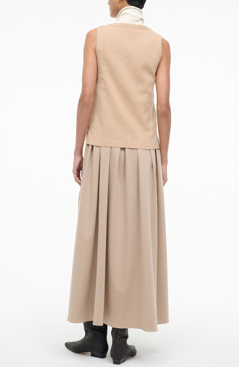 STAUD Madeline Sleeveless Mixed Media Dress, Alternate, color, Wheat