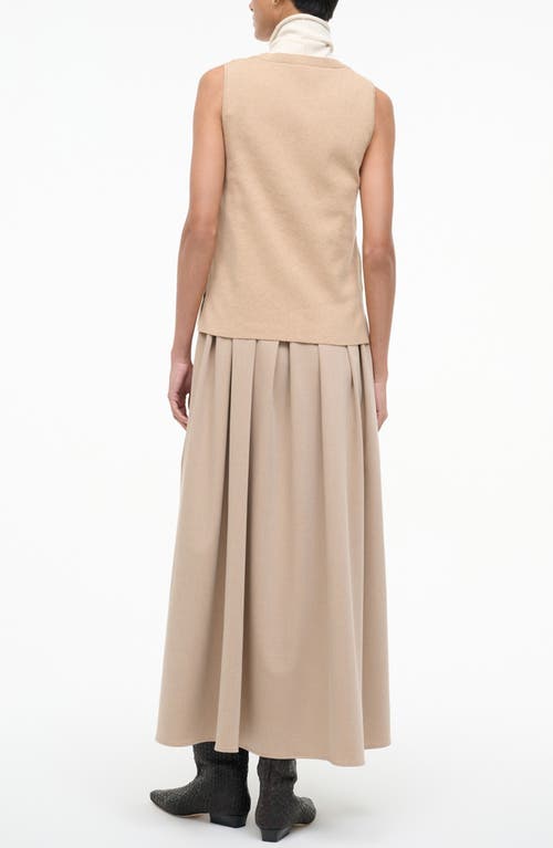 Staud Madeline Sleeveless Mixed Media Dress In Neutral