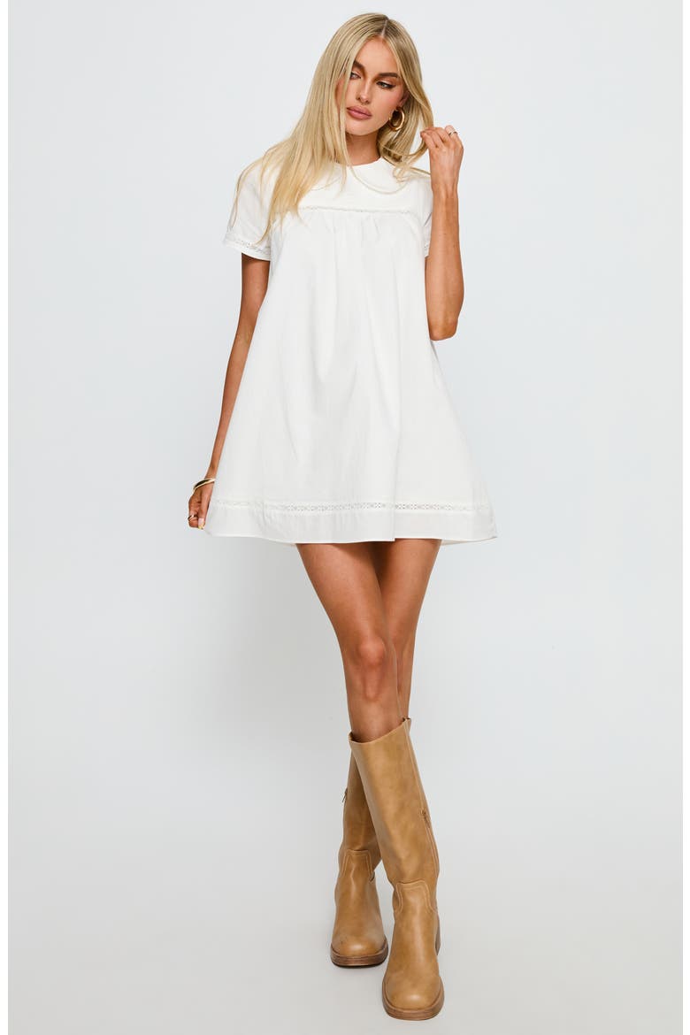 Bethanne Lace Detail Cotton Babydoll Minidress, Alternate, color, WHITE