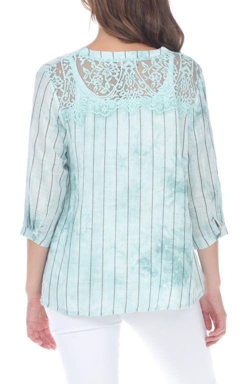 Rain And Rose Striped Tie Dye Top In Aqua