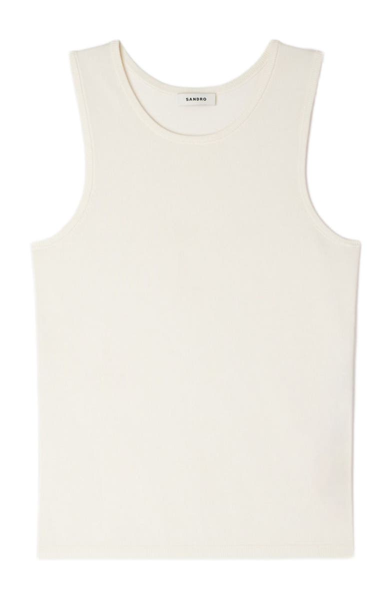 SANDRO Knit crew neck vest top, Alternate, color, White