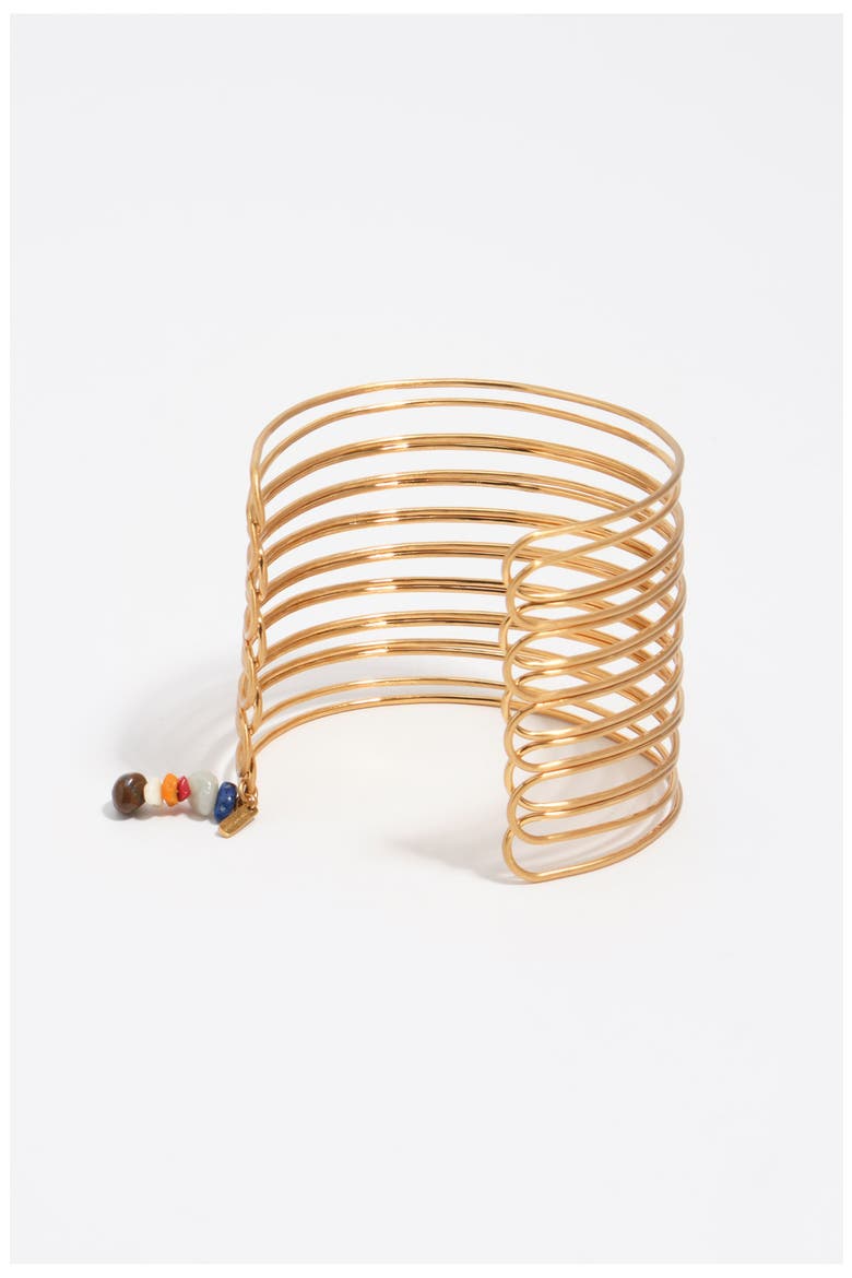 Forearm Bracelet With Bands In Aged Texture, Alternate, color, GOLD