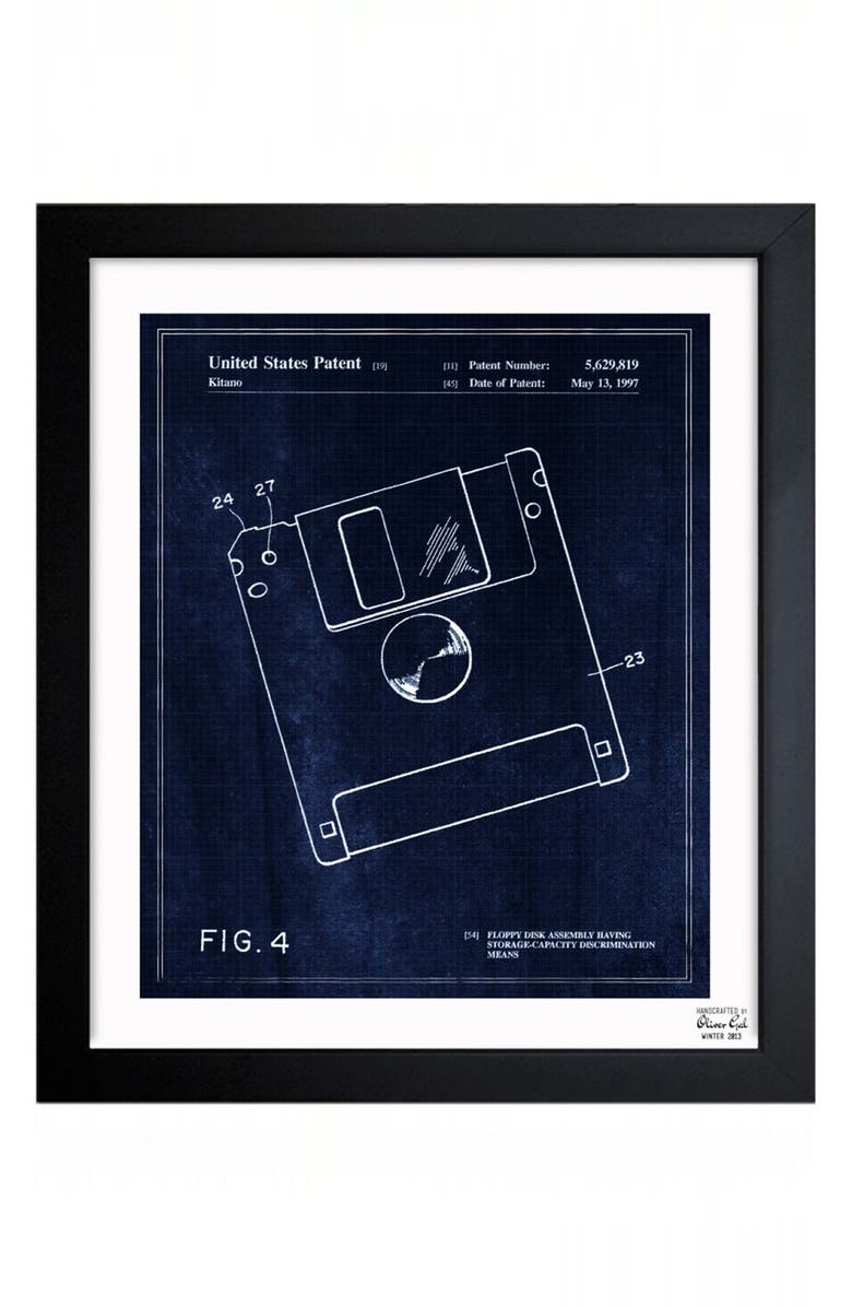 Oliver Gal 'Floppy Disc Blueprint' Framed Print, Main, color, 