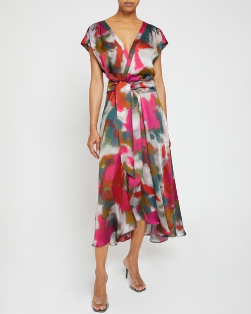 Santorelli Talia Abstract-print Faux Wrap Midi Dress In Sedona Multi
