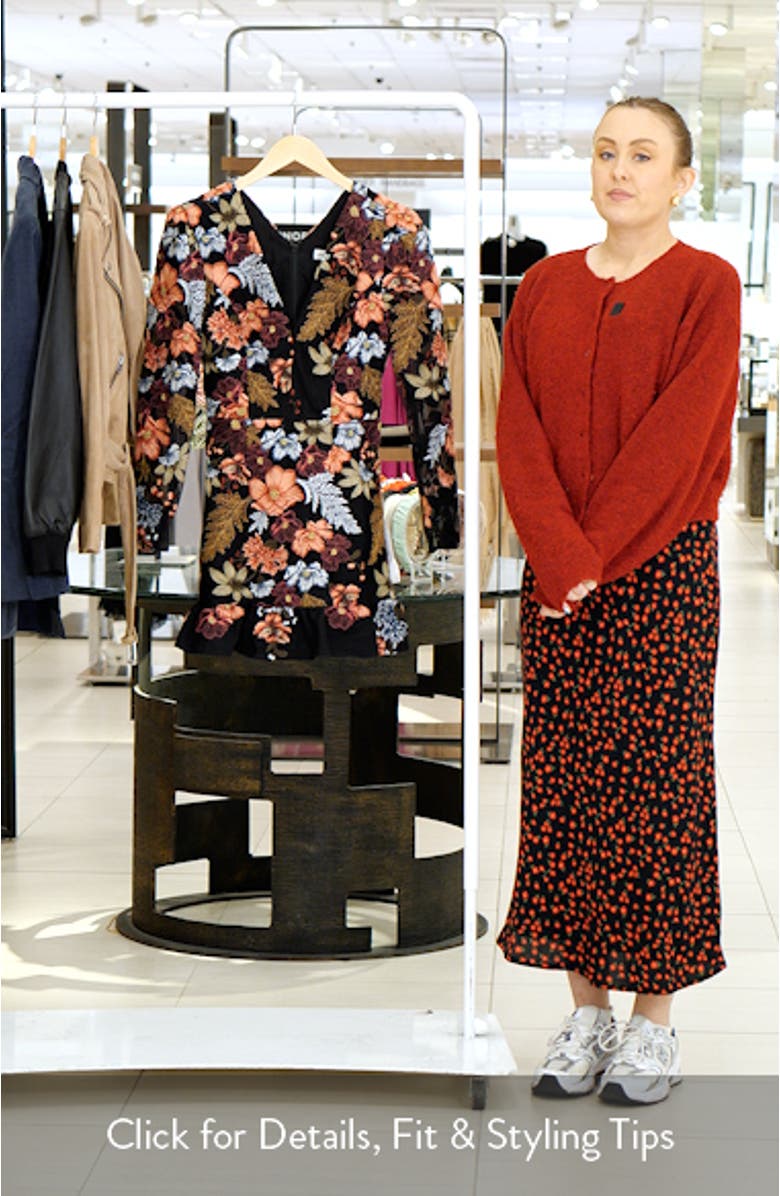 Kelsey Embroidered Long Sleeve Cocktail Minidress, sales video thumbnail