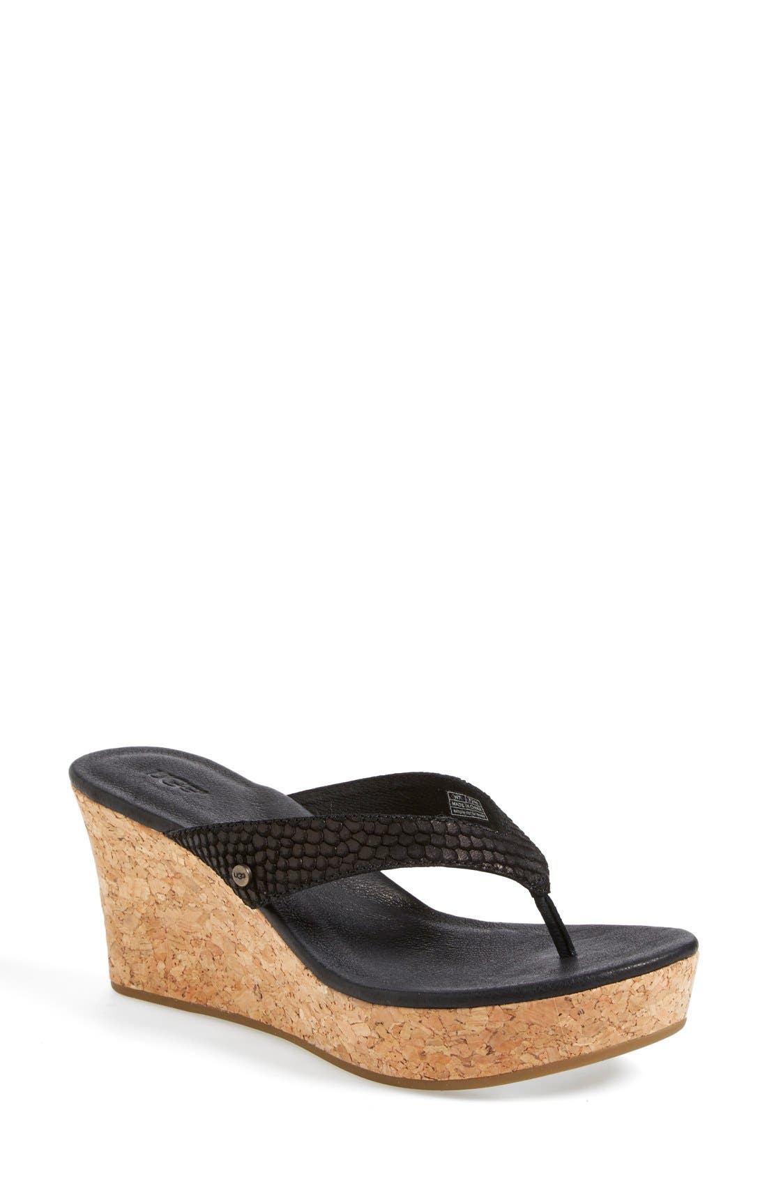 UGG<sup>®</sup> Australia 'Natassia Mar' Platform Wedge Thong Sandal, Main, color, 