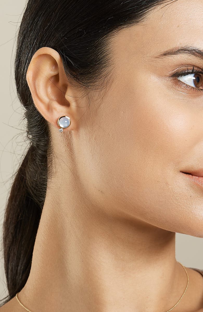 SYNA Cirra Cabochon Studs, Alternate, color, Moon Quartz