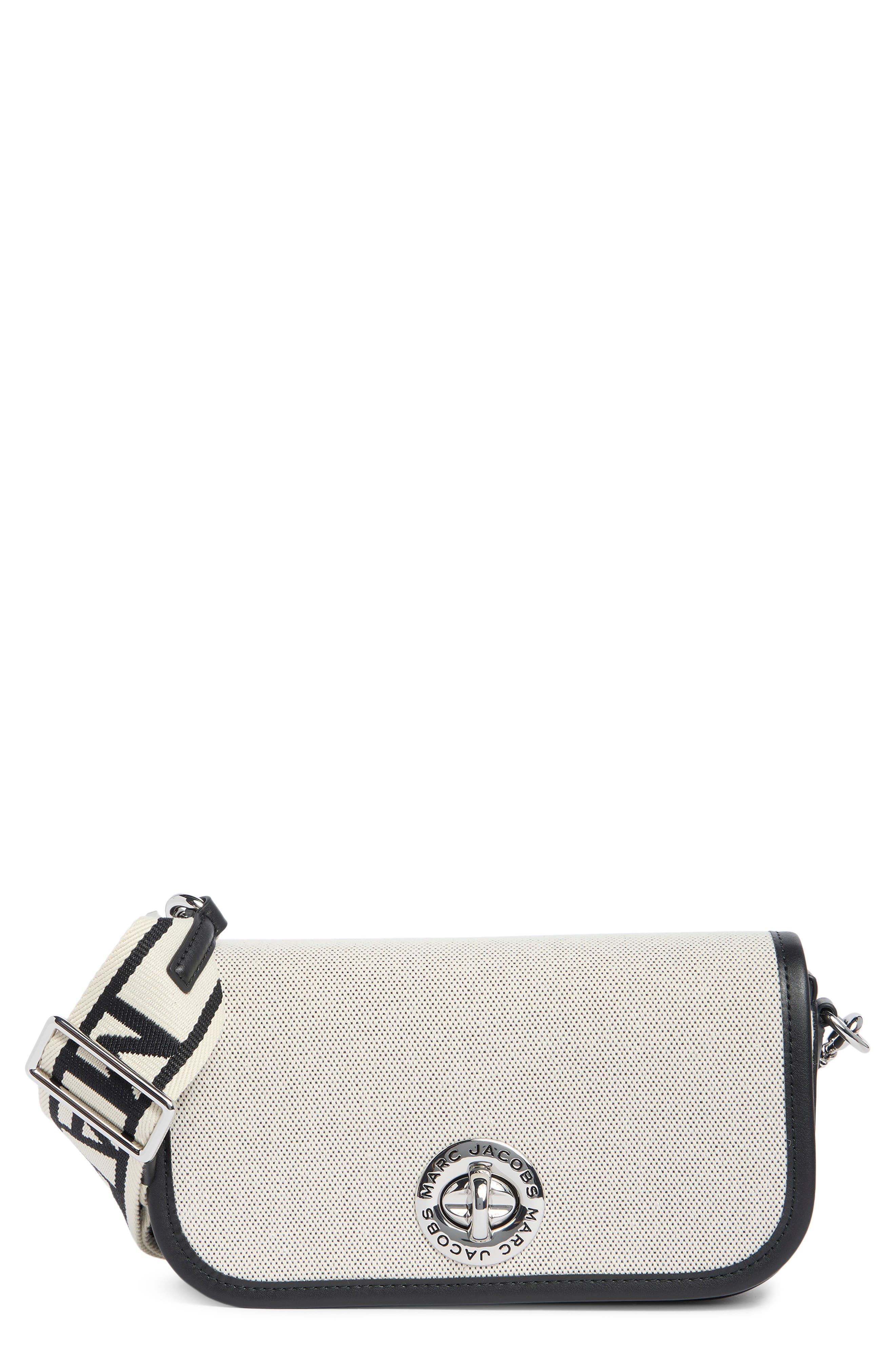 Marc Jacobs Signet Turnlock Canvas Crossbody Bag, Main, color, Beige Multi
