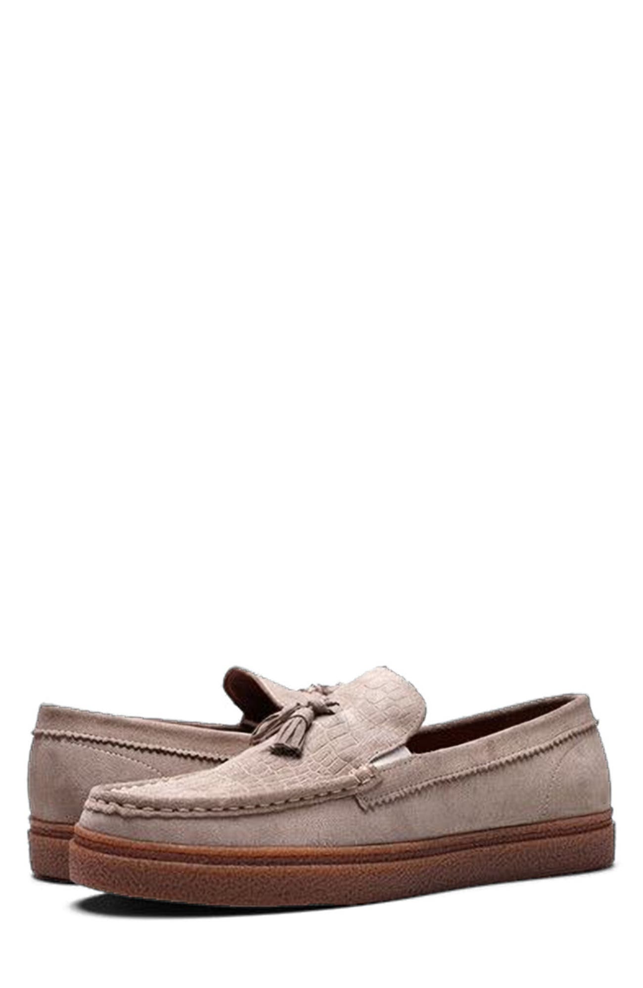 CARLOS SANTANA Baez Tassel Sneaker, Alternate, color, Earth Grey Suede