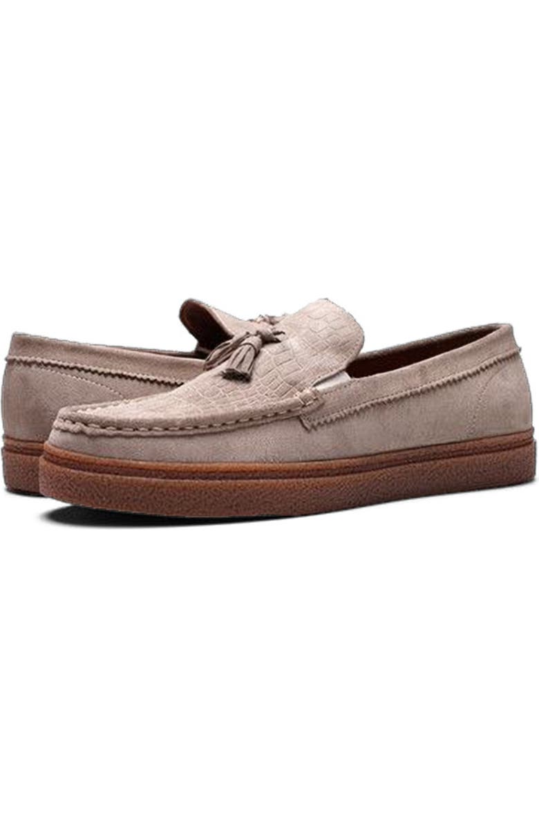 CARLOS SANTANA Baez Tassel Sneaker, Alternate, color, Earth Grey Suede