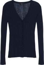 Theory Novel Pointelle Rib Wool Blend Cardigan