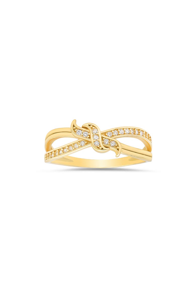 Sterling Silver CZ Love Knot Ring, Main, color, GOLD