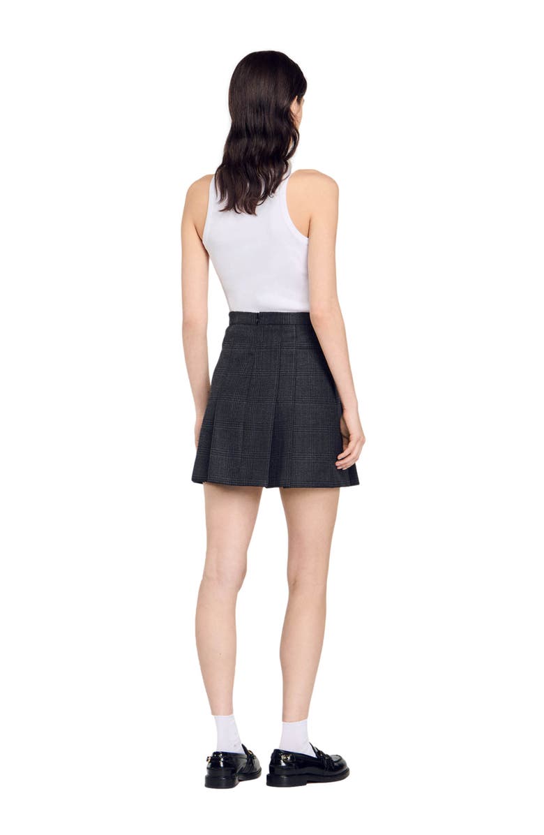 SANDRO Short checked pleated skirt, Alternate, color,