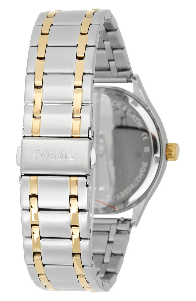 Fossil Fenmo Two-Tone Bracelet Strap & Leather Strap Watch, 44mm, Alternate, color, Two Tone/ Blue