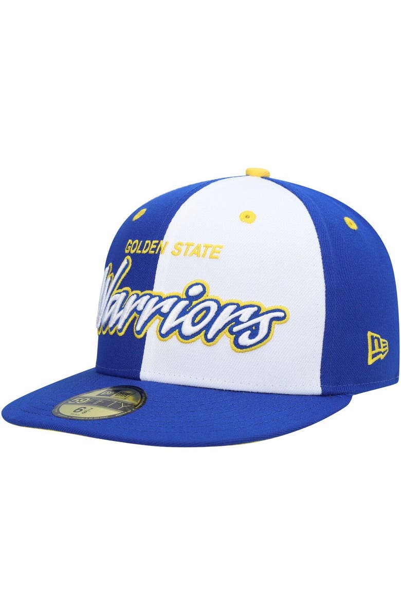 New Era Men's New Era Royal/White Golden State Warriors Script Pinwheel 59FIFTY Fitted Hat, Alternate, color,