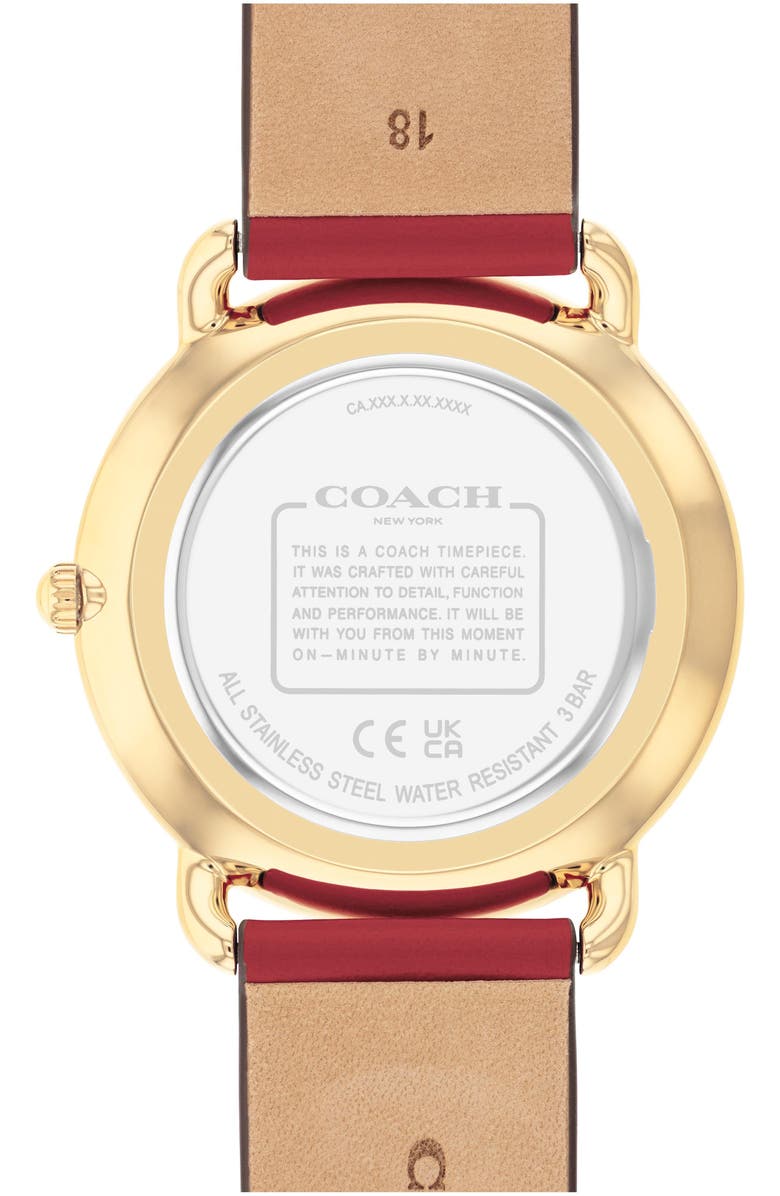 COACH Elliot Leather Strap Watch, 36mm, Alternate, color, Silver White