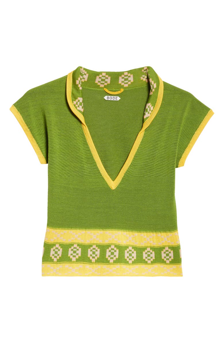 Bode Wellfleet Cotton Jacquard Polo Sweater, Alternate, color, 