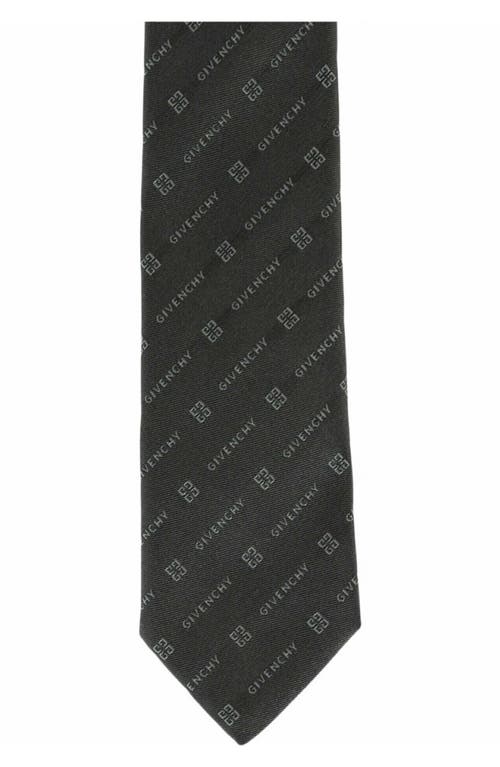 Givenchy Diagonal Logo Jacquard Silk Tie In Gray