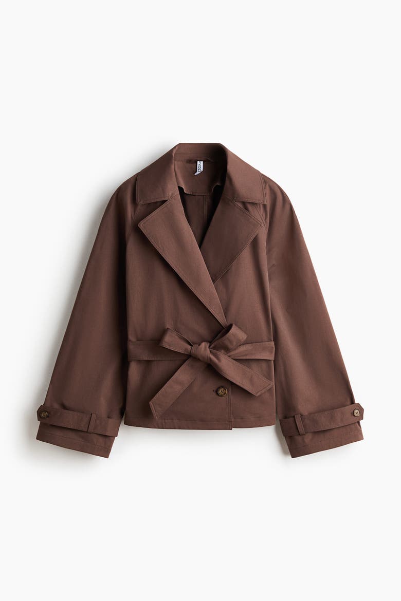 Short Tie-belt Trench Coat, Alternate, color, Dark taupe