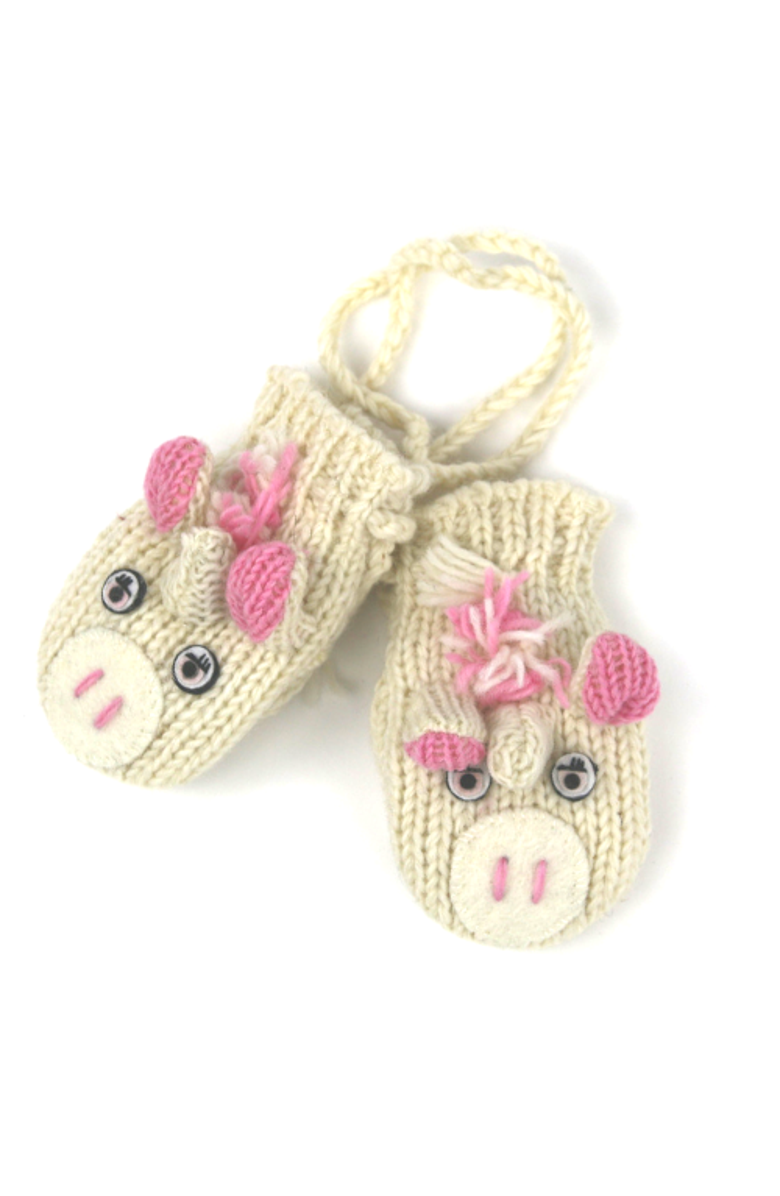 Nirvana Designs Unicorn Mittens, Main, color, Beige
