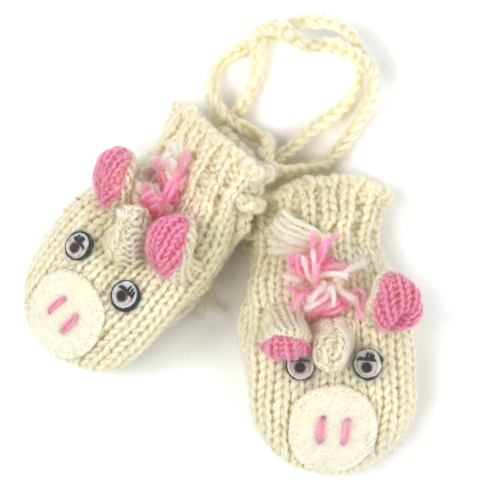 Shop Nirvana Designs Unicorn Mittens In Beige