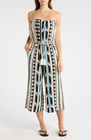 Elan Embroidered Strapless Cover-Up Jumpsuit