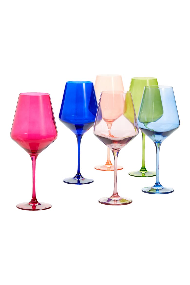 Set of 6 Wine Glasses, Main, color, MIXED
