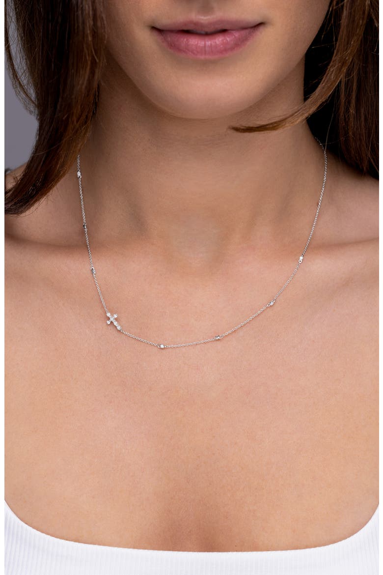 Rita Diamond Cross Pendant Necklace, Alternate, color, 18K WHITE GOLD