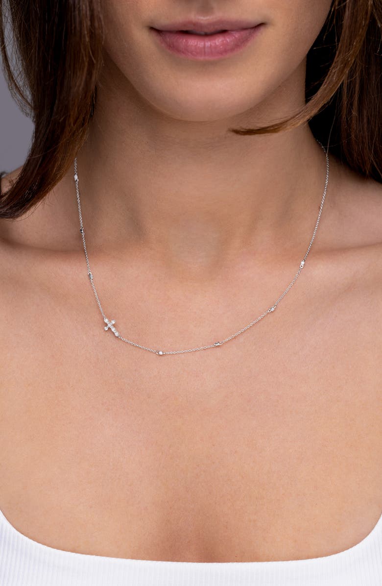 Bony Levy Rita Diamond Cross Pendant Necklace, Alternate, color, 18K White Gold