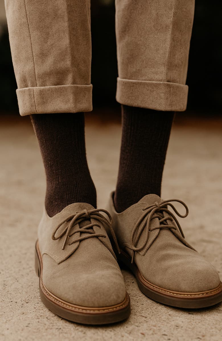 United By Blue Cushioned Wool & Yak Blend Crew Socks, Alternate, color, Sepia Heather