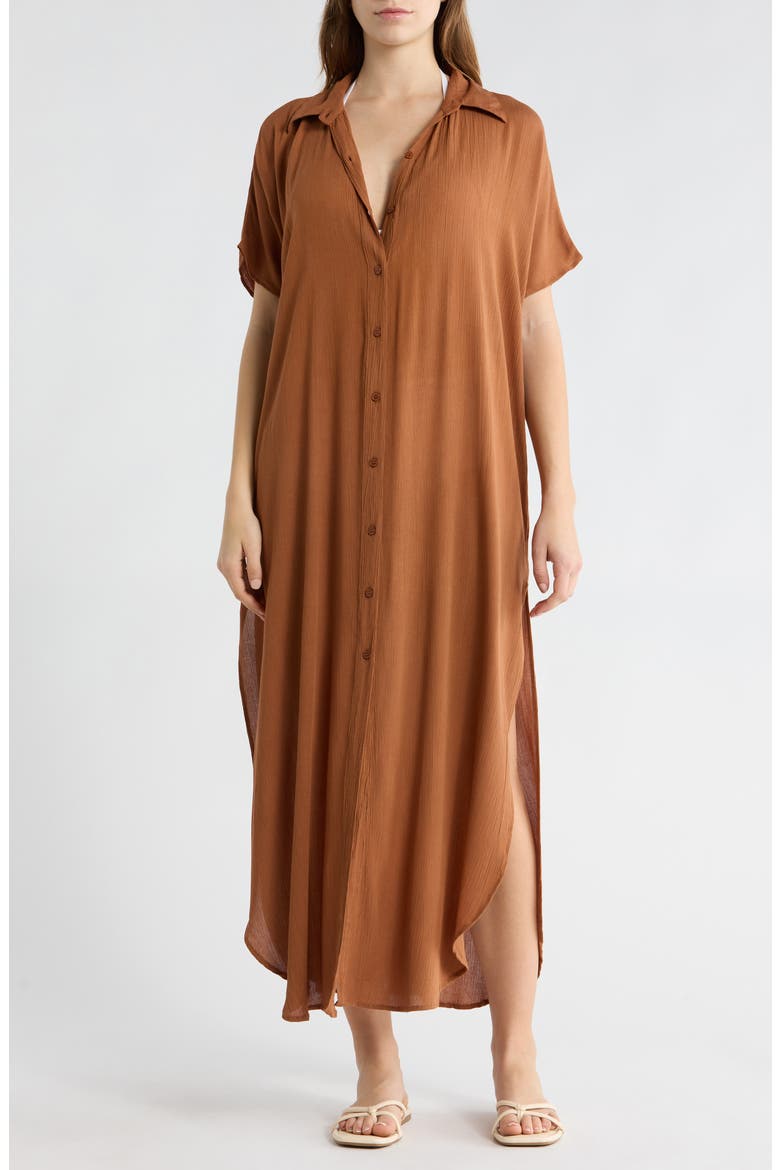 Long Shirt Cover-Up Dress, Main, color, CAPPACHINO