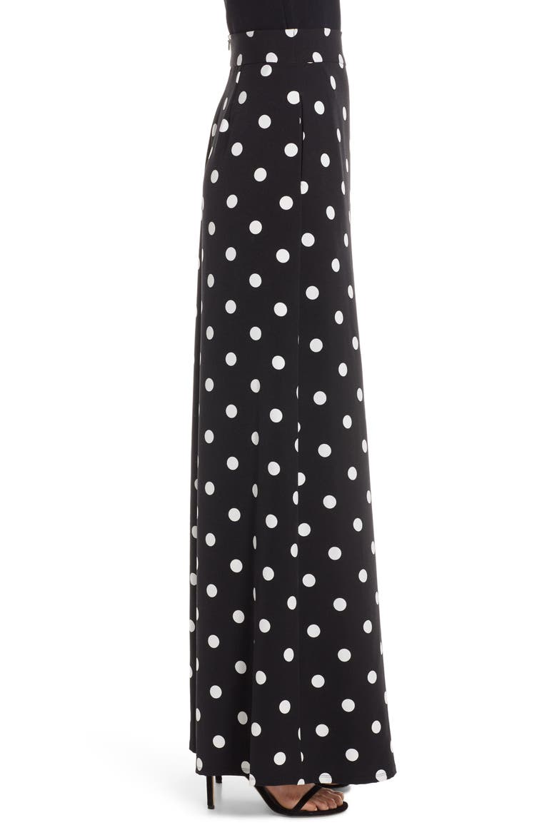 Polka Dot Wide Leg Crepe Pants, Alternate, color, BLACK