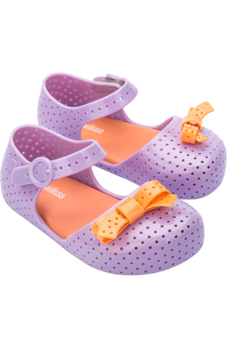 Mini Melissa Kids' Furadinha Mary Jane Flat, Main, color, Lilac/ Orange