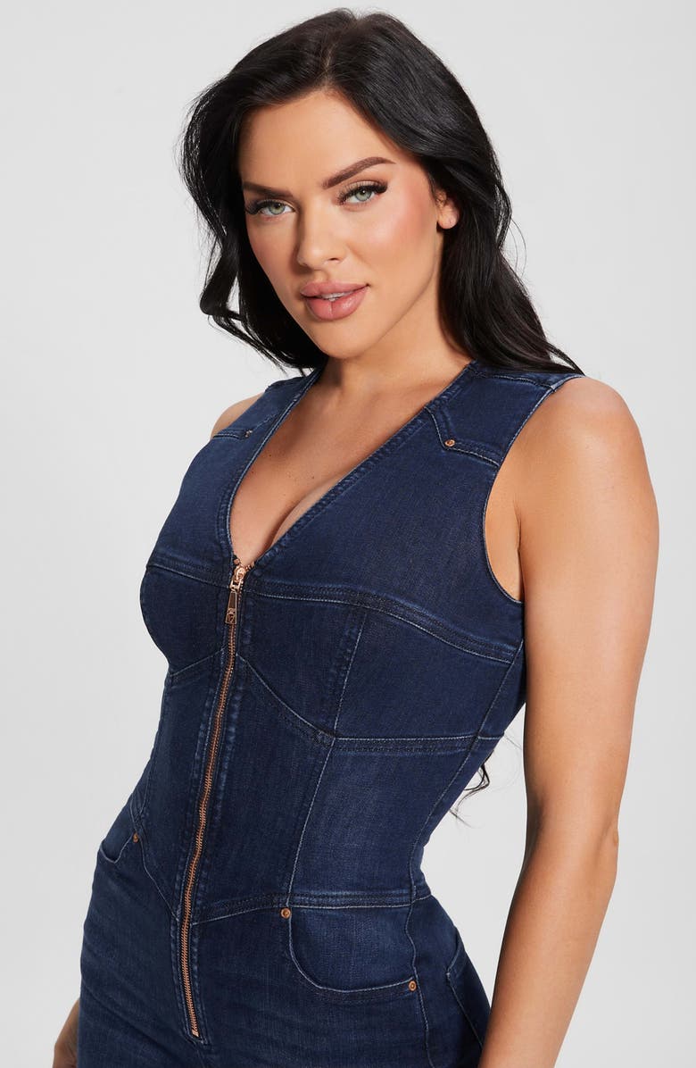 GUESS Judd Denim Corset Jumpsuit, Alternate, color, 