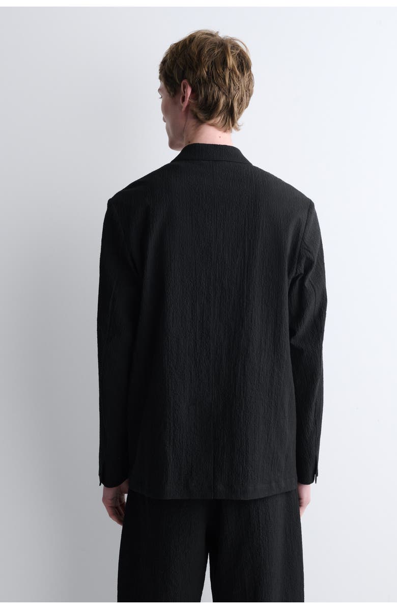 COS Unstructured Seersucker Blazer, Alternate, color, Black