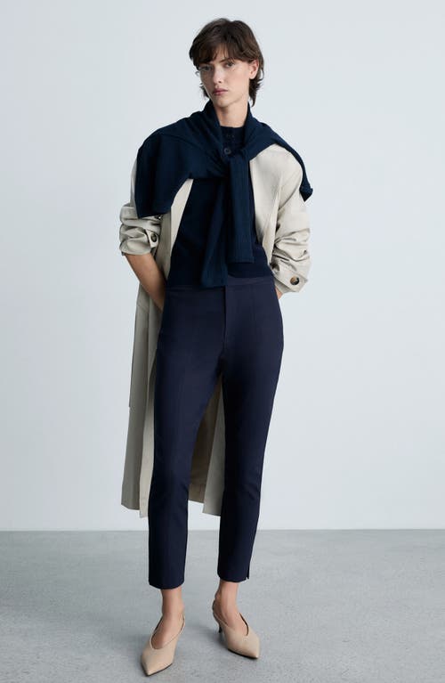 Shop Mango Straight Leg Ankle Pants In Navy