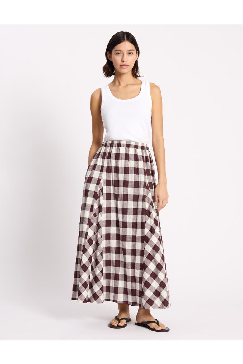 Gingham Maxi Skirt, Main, color, Burgundy
