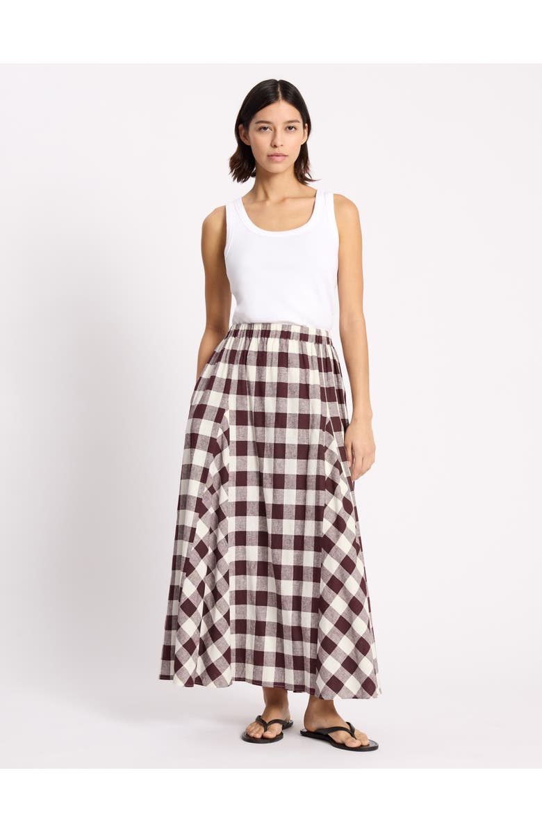 Albaray Gingham Maxi Skirt, Main, color, Burgundy