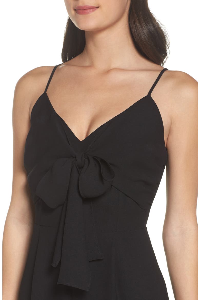 Tie Front Jumpsuit, Alternate, color, BLACK