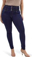 City Chic Harley Exposed Button High Waist Skinny Jeans