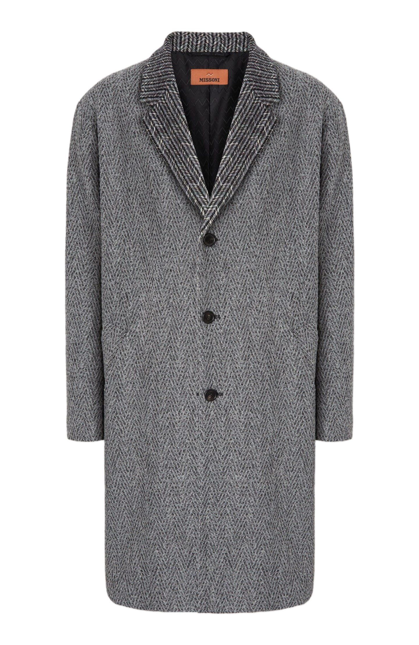 Wool Cloth Coat With Chevron Pattern - image 2