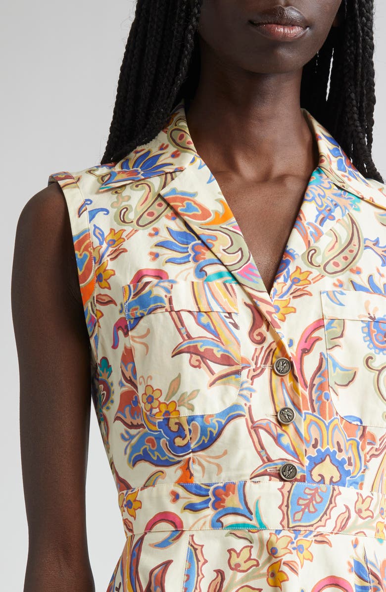 Etro Floral Print Cotton Poplin Shirtdress, Alternate, color, Stampa F.do Bianco