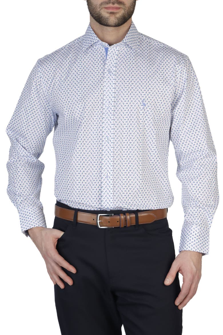 Geo Poplin Stretch Shirt, Main, color, WHITE DOVE