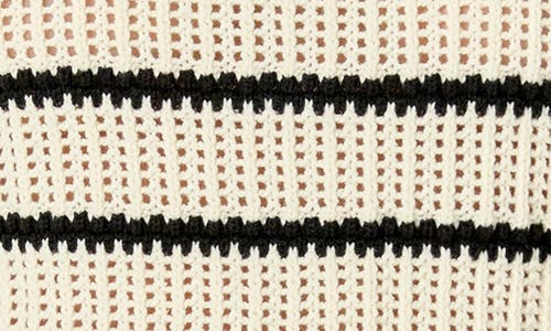 English Factory Stripe Open Stitch Collar Sweater Vest In Cream/black