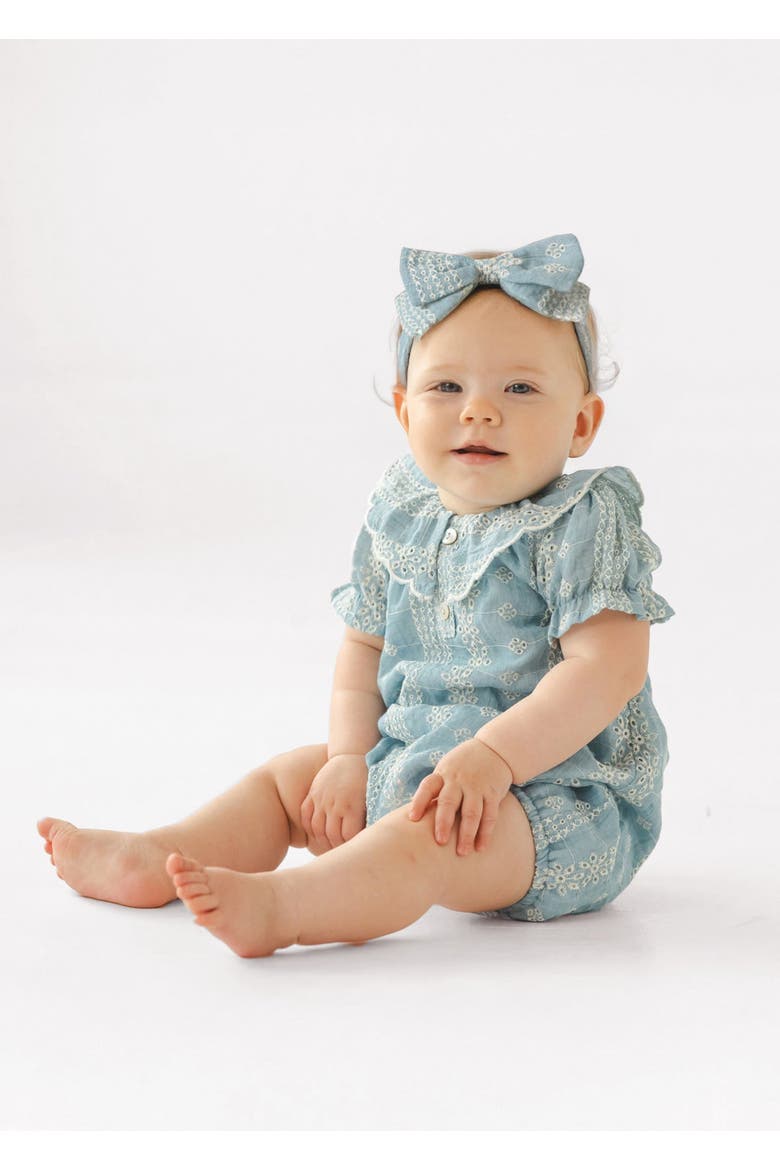 Delicate Blue Short Sleeve Romper, Alternate, color, Blue