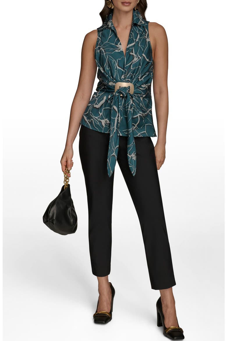 Floral Faux Wrap Sleeveless Top, Alternate, color, HUDSON MULTI
