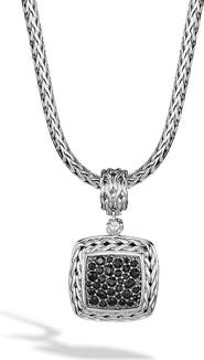 John Hardy Carved Chain Pendant, Sterling Silver, Pavé