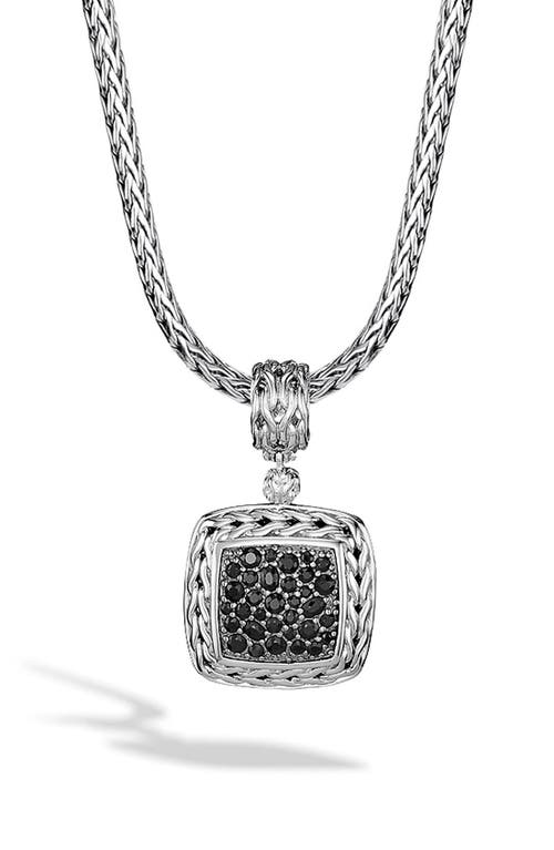 John Hardy Classic Chain Square Necklace Enhancer In Silver/black Diamonds