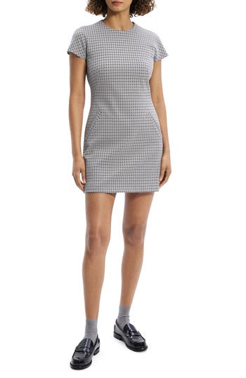 Theory Houndstooth Minidress In Cinder Multi